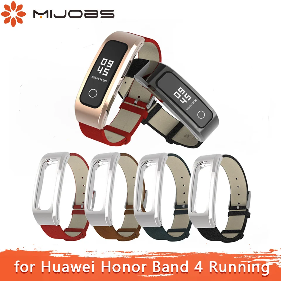 Mijobs браслет для Honor Band 4 ремешок для huawei Honor Band 4 ремешок для бега кожаный PU correa умный браслет Pulseira