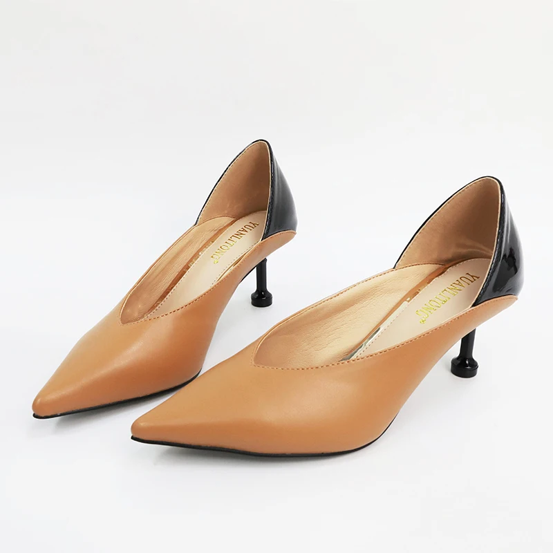

2019 new color matching high heels sexy pointed stiletto single shoes temperament elegant women shoes fashion comfort work shoes