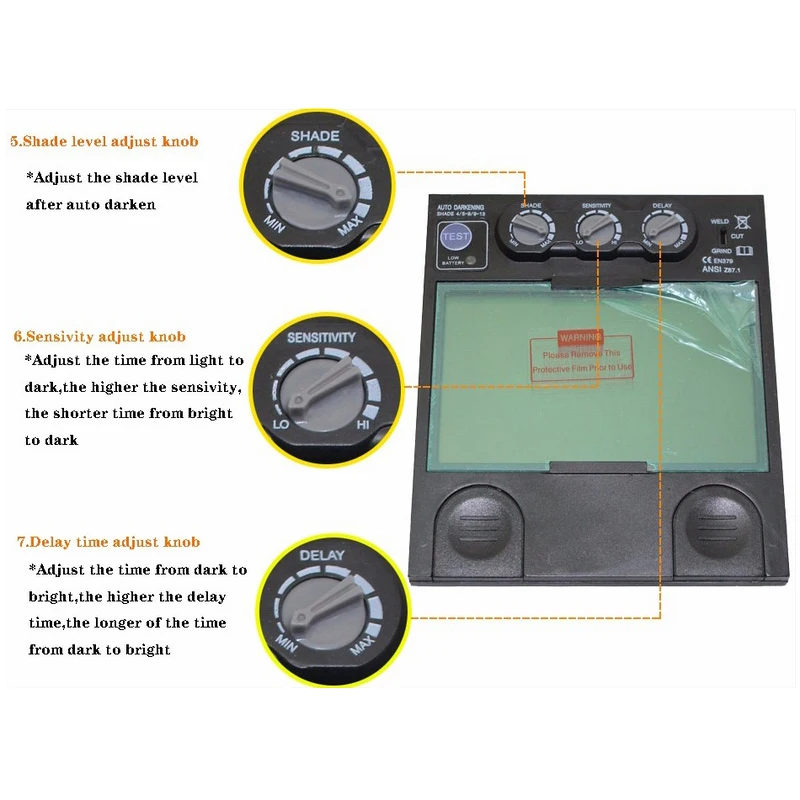 Сварочный шлем с 4 датчиками дуги Автоматическое затемнение на солнечной батарее