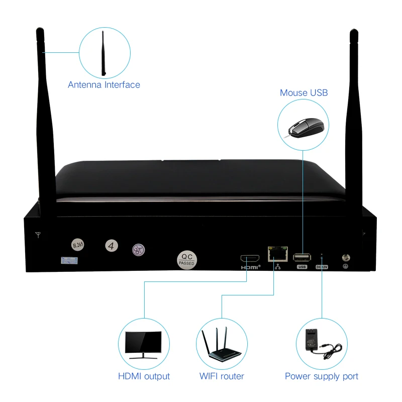 Камера видеонаблюдения водонепроницаемая 10 дюймов 4 канала 1080P Wi Fi NVR 2 МП P2P