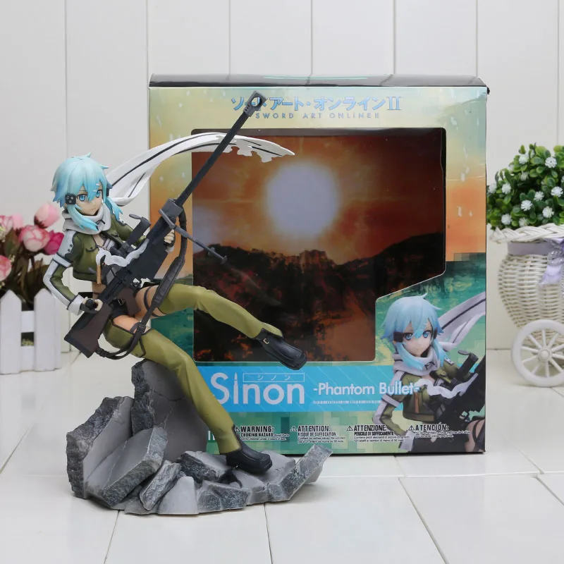 in box stone gun Аниме Sword Art Online II рисунок 3 пистолет Гейл онлайн GGO Asada Shino фигурка Синон игрушки ПВХ фигурка коллекционная игрушка - Цвет: in box stone gun