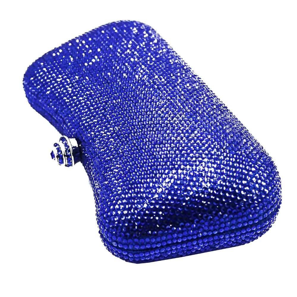 Роскошный ярко синий Жесткий Чехол клатч вечерняя сумка с кристаллами для женщин