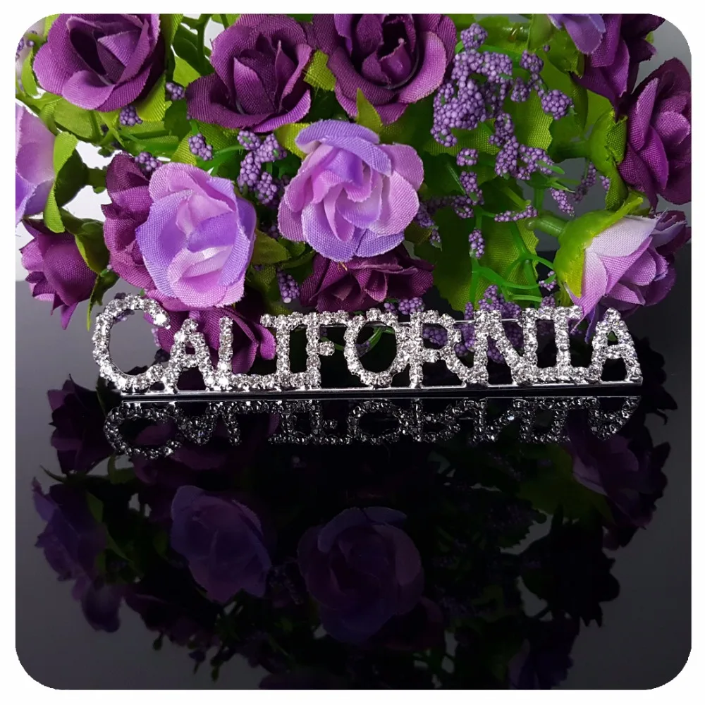 США тематический подарок блестящие стразы &quotCALIFORNIA&quot State Word Pin Хрустальная брошь