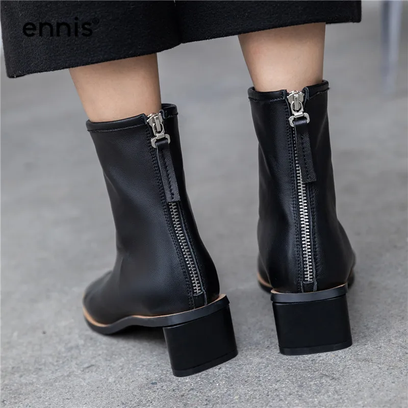 ENNIS/; Модные ботильоны; женские ботинки из натуральной кожи; обувь с круглым носком; ботинки из мягкой кожи; женские осенние повседневные ботинки; A951