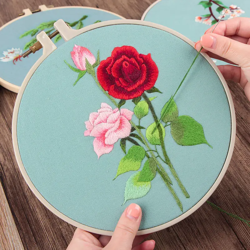 DIY Роза цветок круглая вышивка набор рукоделие искусство шитье ремесла Домашнее