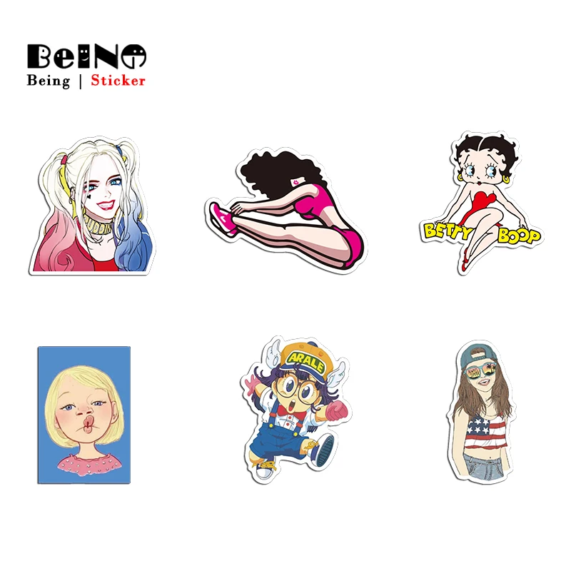 Pretty Girl Sticker Beauty Lovely Halle Quinn Fashion Waterproof Suitcase Laptop Guitar Luggage Skateboard Toy Stickers | Игрушки и