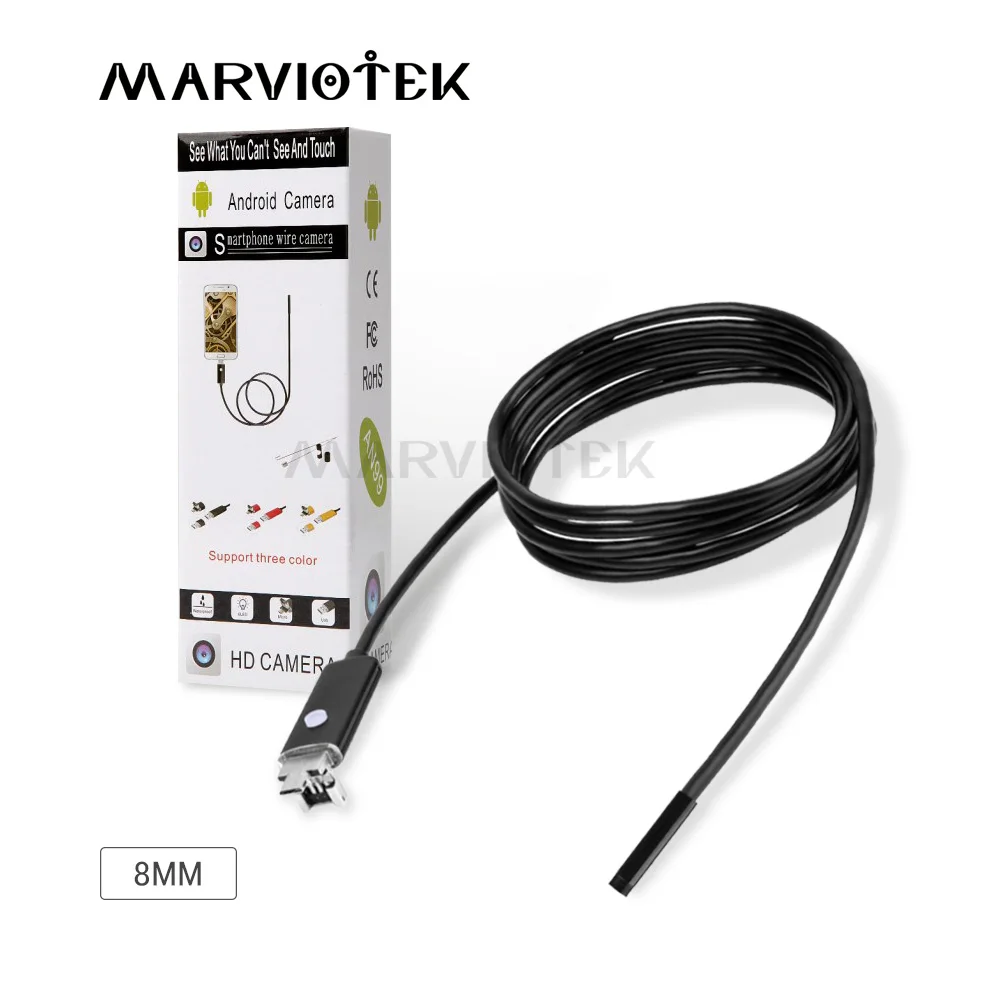 MARVIOTEK 8 мм эндоскоп камера Android телефона USB бороскоп Камера змея трубки Softwire ПК 2/5/10