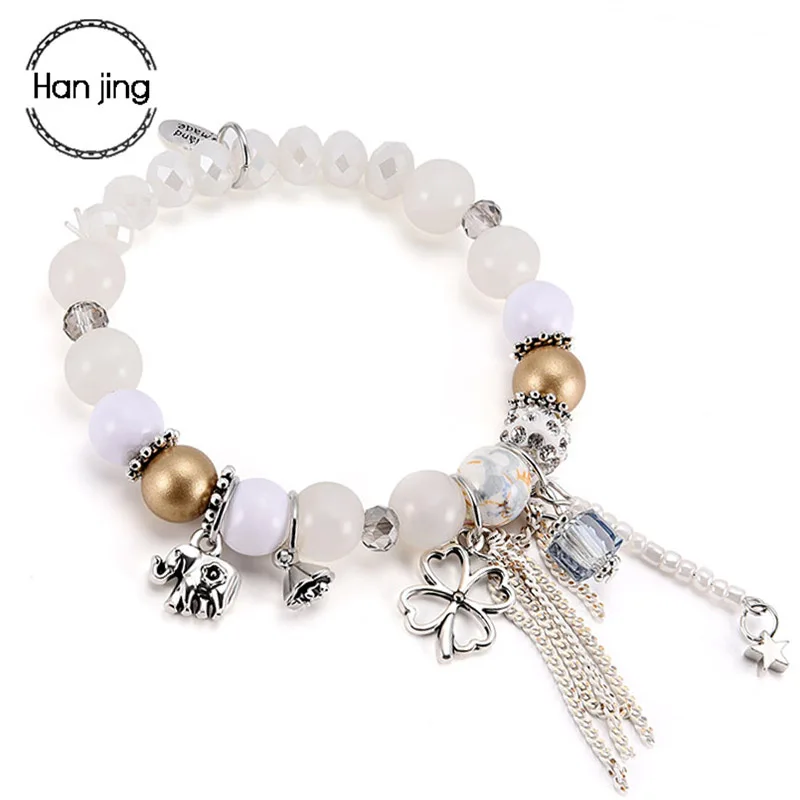 Женские браслеты с подвеской в виде слона богемные кисточками и хрустальными