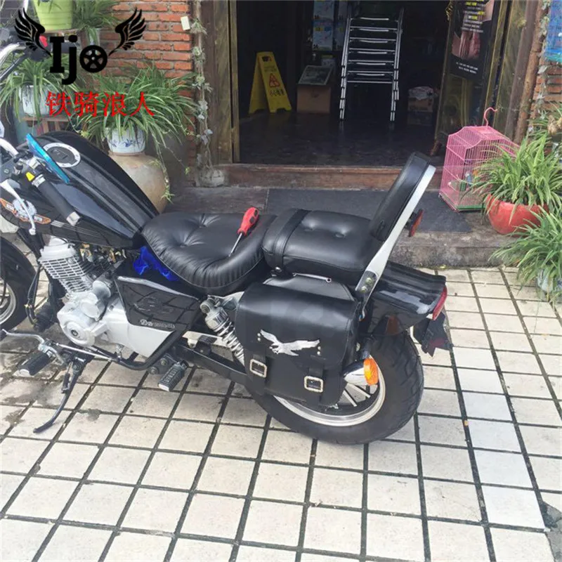 Классическая черная мотоциклетная седельная сумка для Vespa benelli harley softail mochila moto