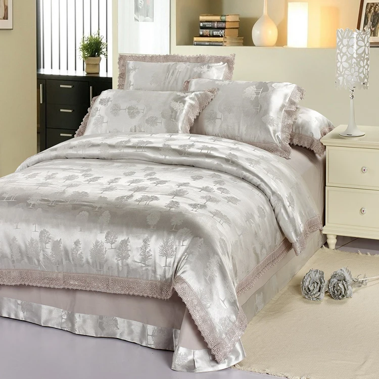 Роскошный комплект постельного белья шелк сатин Жаккард Пододеяльник простыни