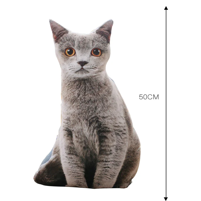 UK Short Cat 50cm Мягкая подушка для животных, забавные подушки-коты, рождественские креативные подушки для кошек, игрушки для кошек, собак, забавный подарок на день рождения, плюшевая подушка - Цвет: UK Short Cat 50cm
