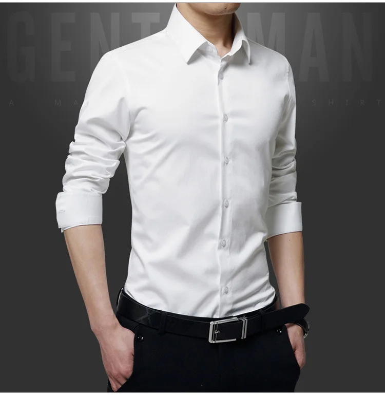 

Men Shirt Office Long Sleeve Shirt Men Spring Business Slim Joker Shirt New Men Clothing