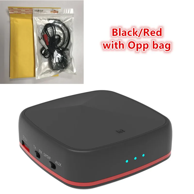 black red no box HAAYOT 5,0 адаптер Bluetooth Aptx HD передатчик аудио приемник оптический Toslink/AUX/SPDIF для наушники для телевизора Саундбар дома системы - Цвет: black red no box