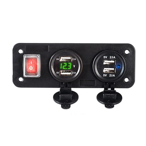 Green 4 порта USB 12 V-30 V розетка для автомобильного прикуривателя автомобиля Зарядное устройство вольтметр с переключателем Панель 4.2A Зарядка для телефонов/автомобиля/лодки/мотоцикл - Название цвета: Green