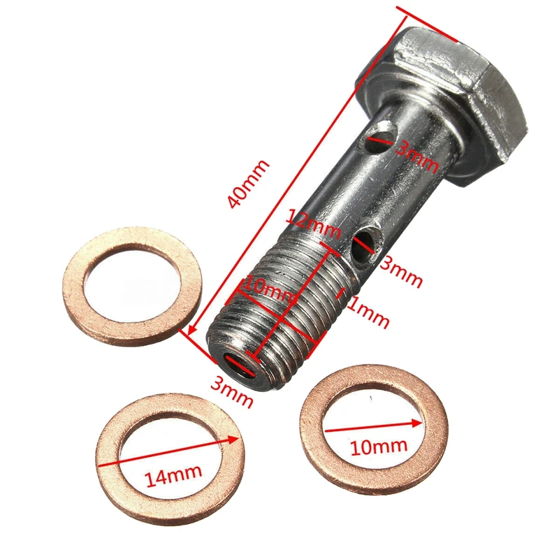 2 шт. M10 мотоцикл тормозной суппорт главный цилиндр из нержавеющей двойной Банджо