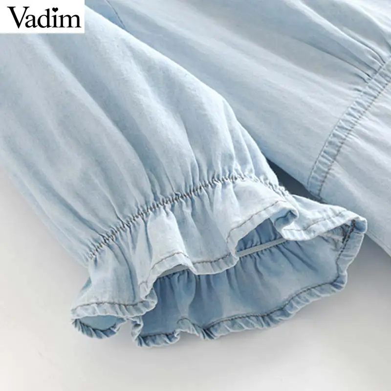 Женское элегантное платье vadim мини из джинсовой ткани с треугольным вырезом