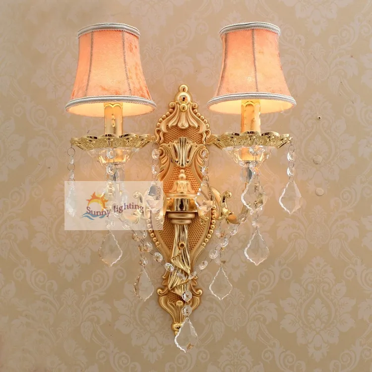 Домашний деко 2-рычажный золотой настенный светильник хрустальные капли