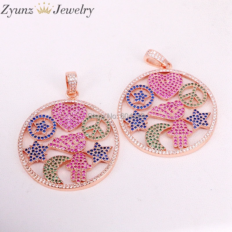 5 нитей ZYZ314-3998 модные украшения сверкающие руки Star Moon Pave фианит женский кулон для