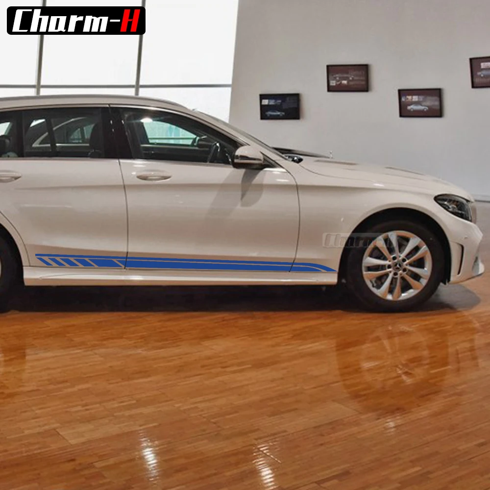 2X наклейки в полоску на дверь для Mercedes Benz C Class 2019 Estate W205 C180 C200 C260 C300 C43 C63 AMG