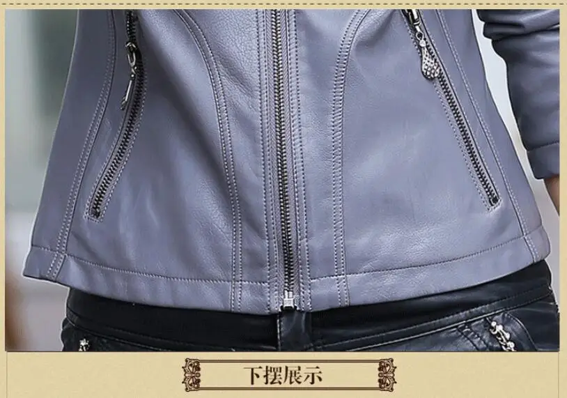 LKGHULO Gray Casual PU Women's Leather Jackets Coat Outwear Parka Slim Spring Autumn Women Faux Plus Size 5XL W560 | Женская одежда