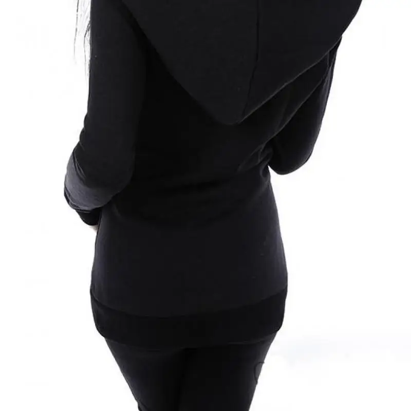 

Autumn Punk Style Harajuku Long Sleeve Slim Zipper Women's Hooded Sweatshirt Hoop Decoration Tops Hoodies Sportswear