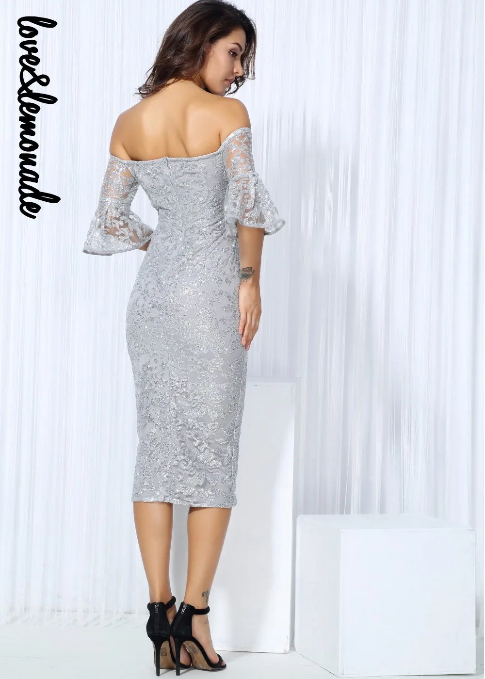 Love& Lemonade Серебряные бусы воротник в тело рукава платье TB 10200