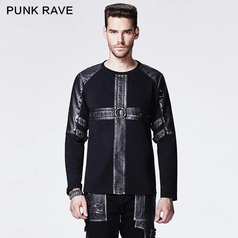 Лидер продаж черные готические рубашки с длинными рукавами и заклепками в стиле