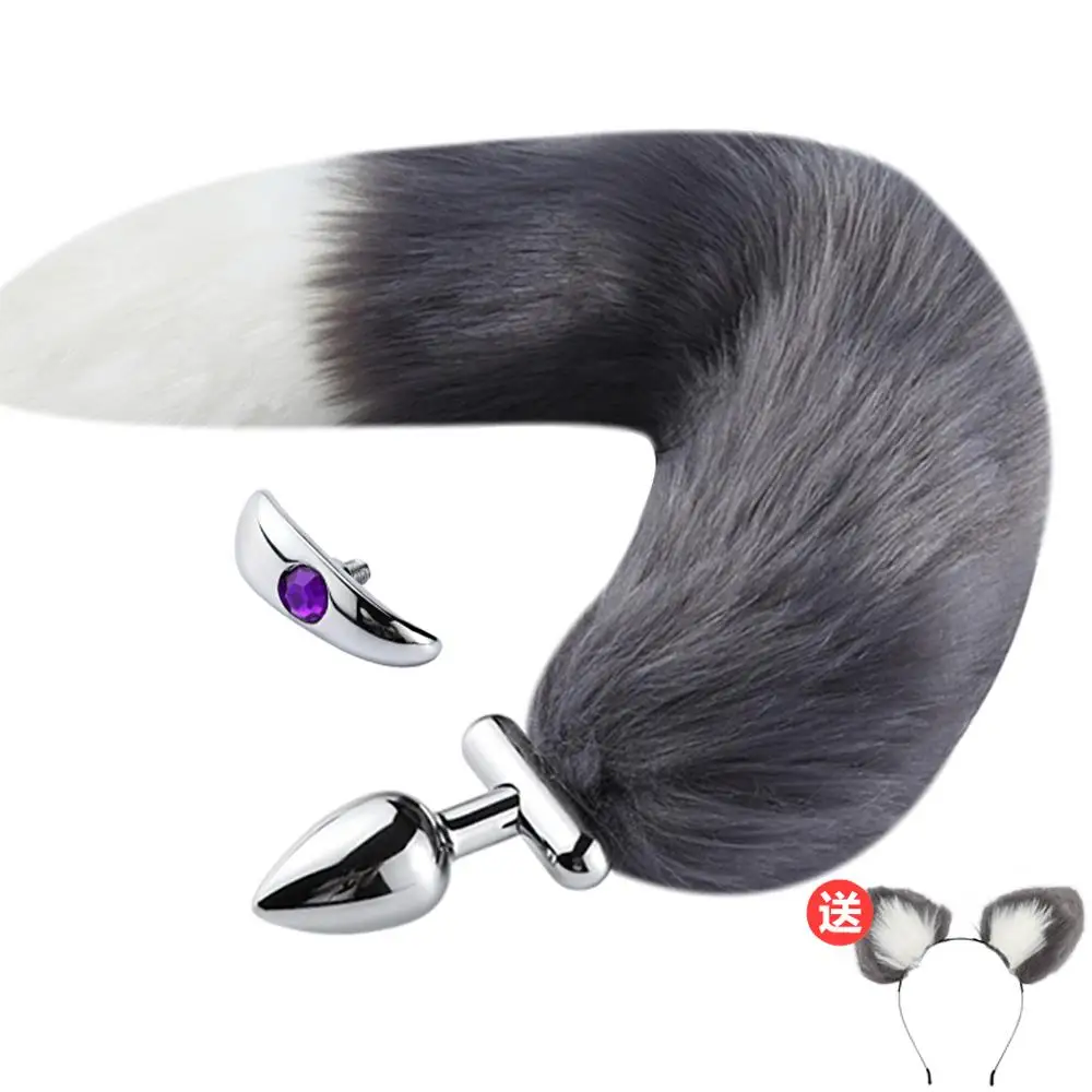 SM Cosplay Adjustable Fox Tail and Cat Ear Aluminium Alloy Butt Plug Artificial Wool 8 Color for BDSM | Красота и здоровье
