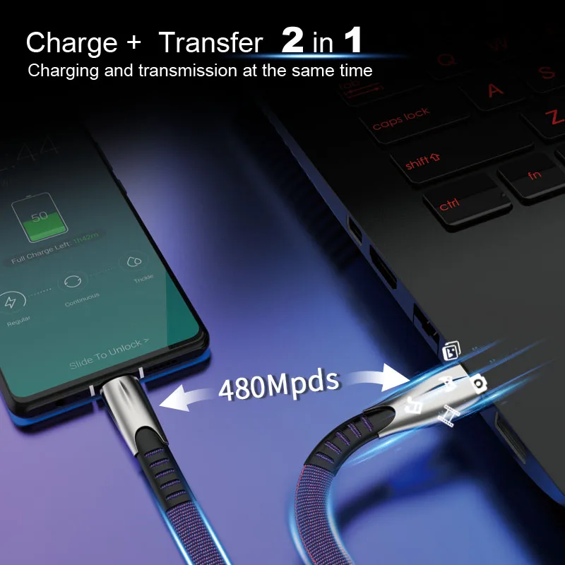Coolreall 3A кабель для быстрой зарядки Type C синхронизации данных USB устройства Samsung Huawei