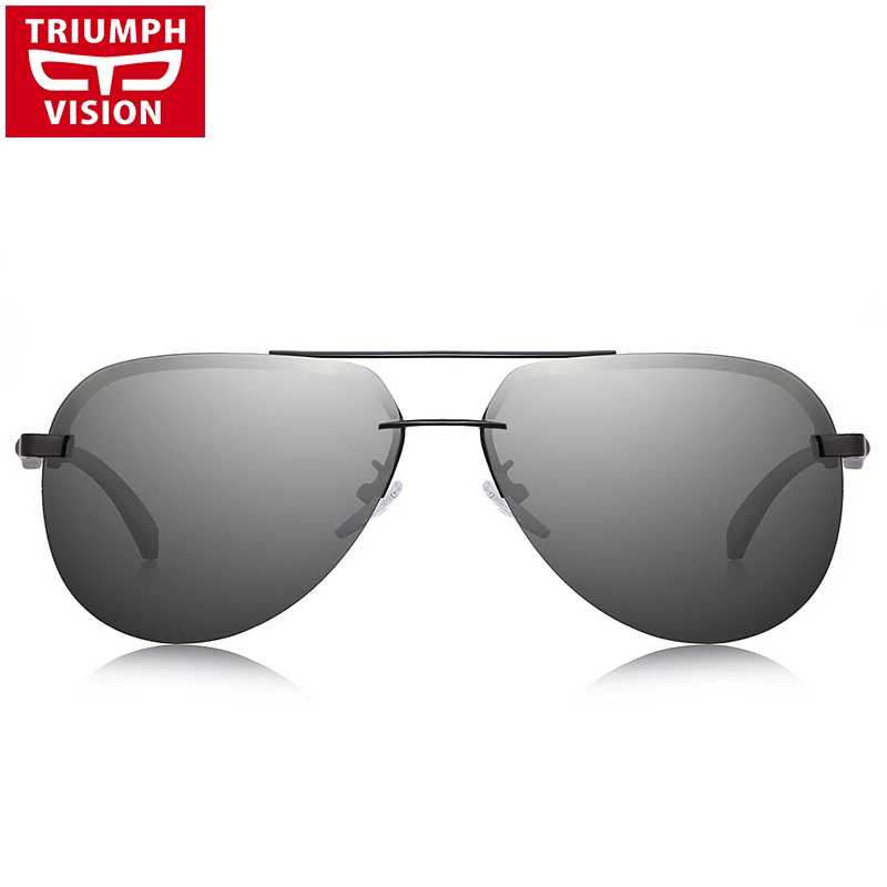 TRIUMPH VISION поляризованные мужские солнцезащитные очки Авиатор черное покрытие для вождения солнцезащитные очки мужские новые высококачественные металлические рамки Oculos