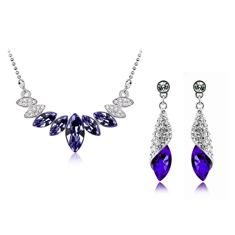 Ожерелье и серьги подвески с австрийскими кристаллами|necklace earrings jewelry set|fashion setjewelry