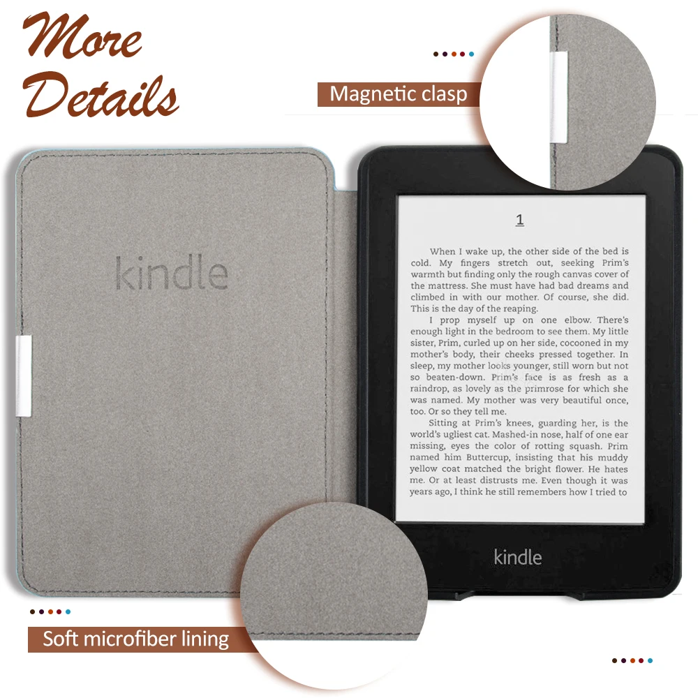 Оригинальный 1:1 тонкий кожаный смарт чехол для Amazon Kindle Paperwhite 1 2 3 высокое качество
