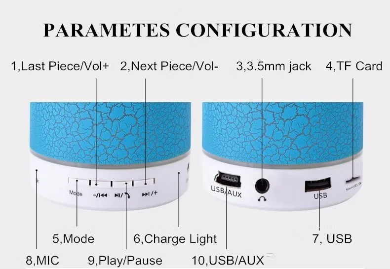 A9 светодиодный ночник Bluetooth Динамик мини с функцией Hands Free Портативный