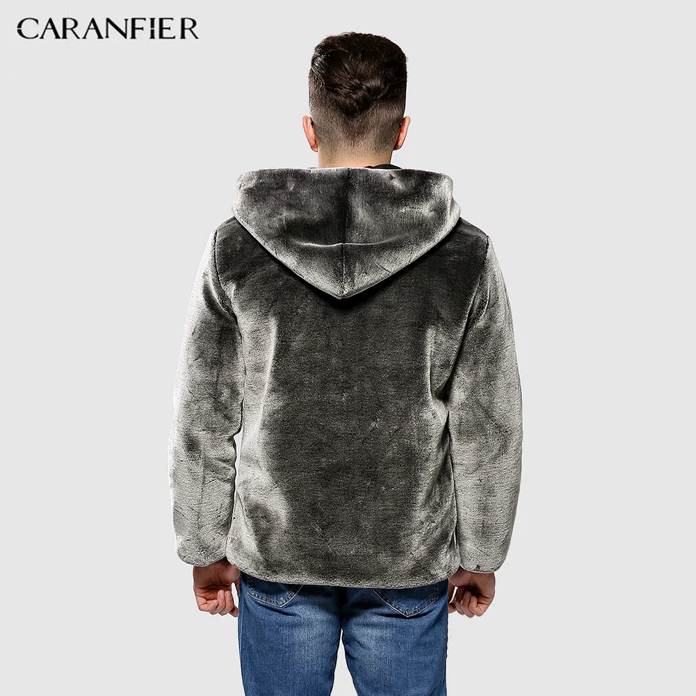 CARANFIER Мужское пальто зимние толстые теплые куртки искусственный бархат Модные