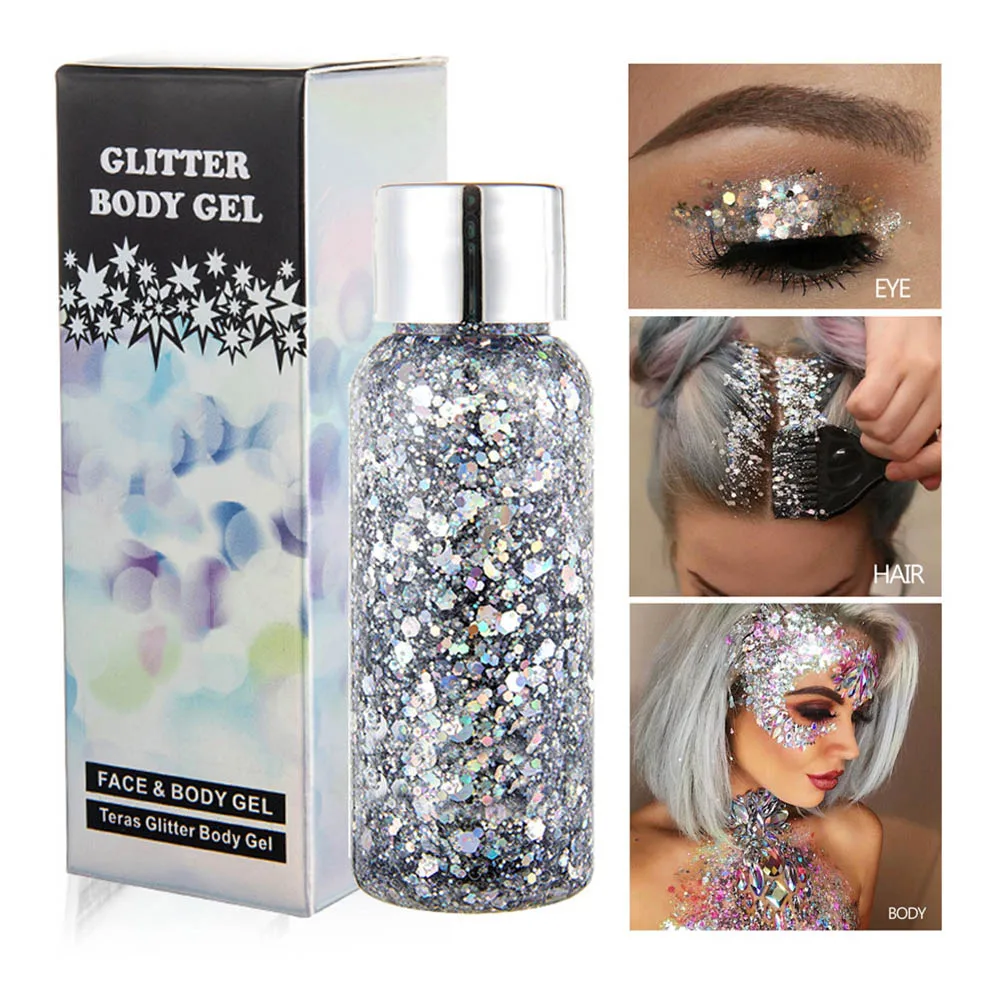 Горячий уход за лицом блеск для волос блестки гелевый крем портативный макияж