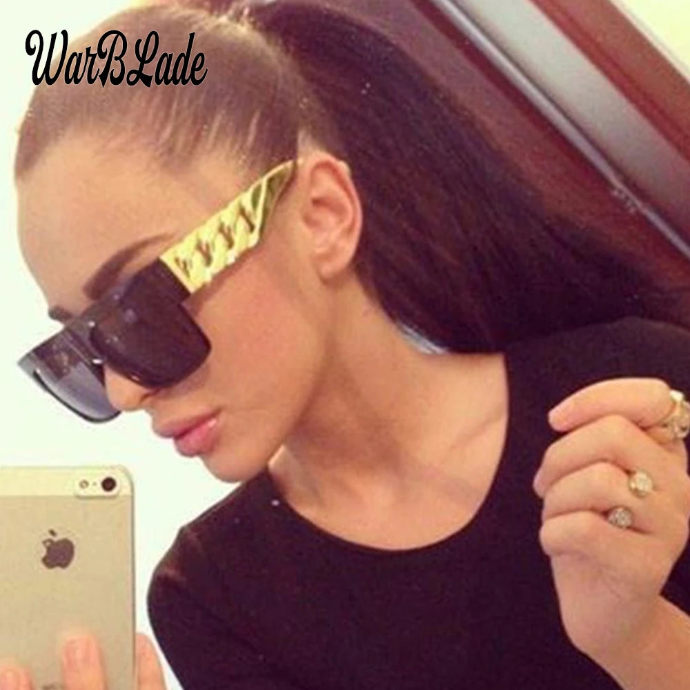 WarBLade 2018 Men Fashion Gold Metal Chain Kim Kardashian Beyonce Sunglasses Vintage Hip Hop Sun Glasses Gafas De Sol UV400