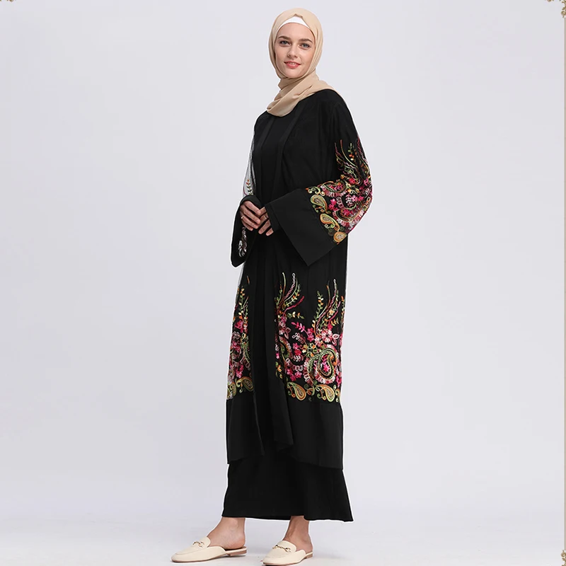

Luxury Cardigan Long Robe Gown Islamic Dress Muslim Embroidery Abaya Full Dresses Middle East Ramadan Arab Islamic Clothing DQS2