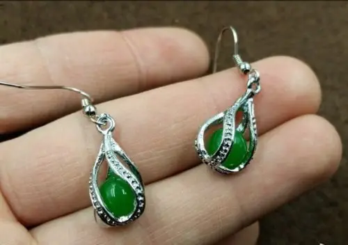 Зеленый малайский жадеит серьги женские модели jadeite передачи бисера|jadeite