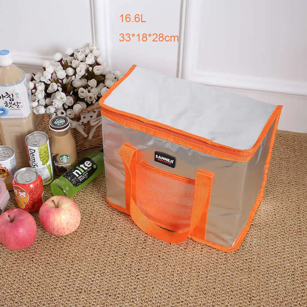 16.6L Orange SANNE, алюминиевая фольга, термальная, для женщин, карамельный цвет, кулер, сумки для льда, изолированная, сумка-холодильник для детей, студентов, еды, пикника, сумка-холодильник CL504 - Цвет: 16.6L Orange