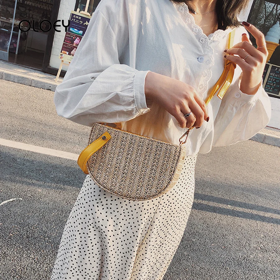 

Women Straw Messenger Bags For Summer Lady Woven Shoulder Bags Shopping Purse Beach Handbag Female Straw Handbags Travel Bag Sac