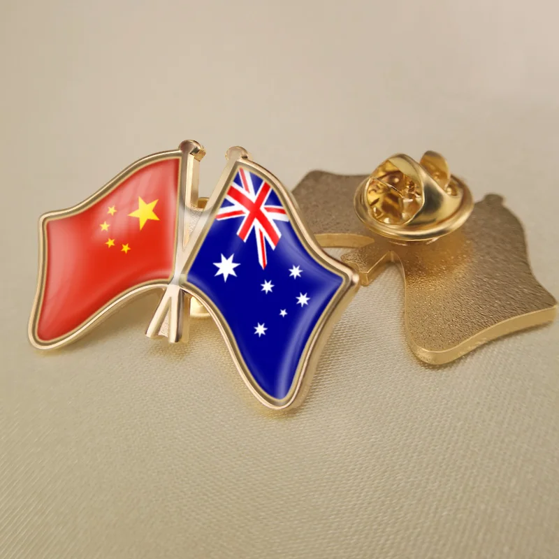 

China and Australia Crossed Double Friendship Flags Lapel Pins
