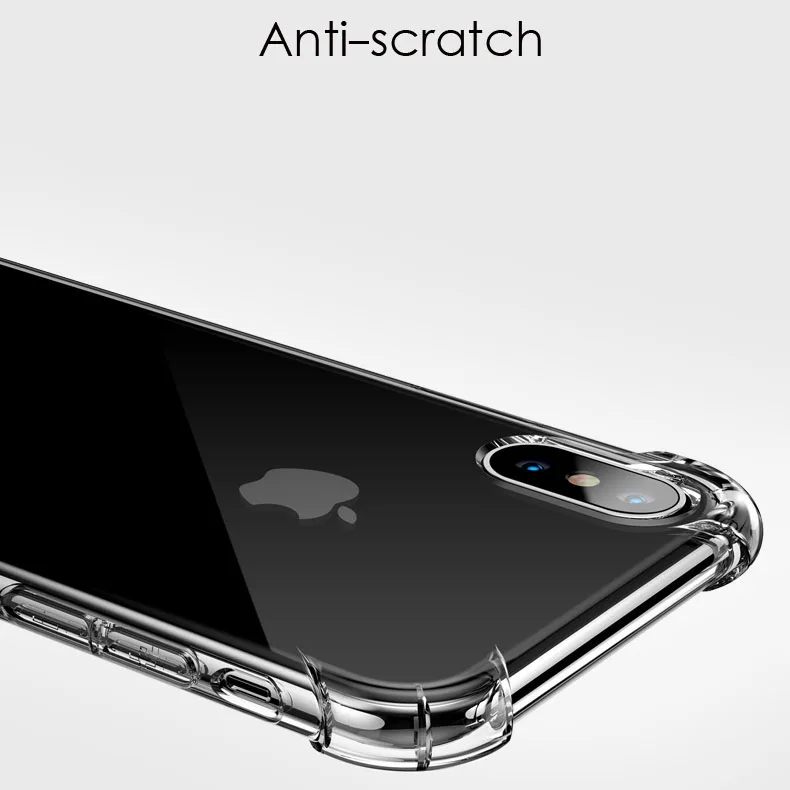 YOEMAEERRAR Anti Knock Shock Proof Trasparent Silicon Case for iPhone 6 6S 7 8 Plus 8Plus X 10 Clear Phone 360 Protective Cover |