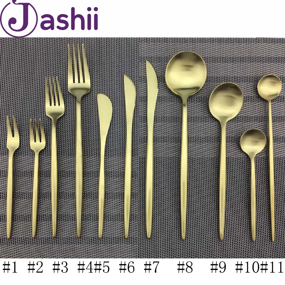 JASHII столовые приборы из чистого золота свадебные золотого цвета набор столовых