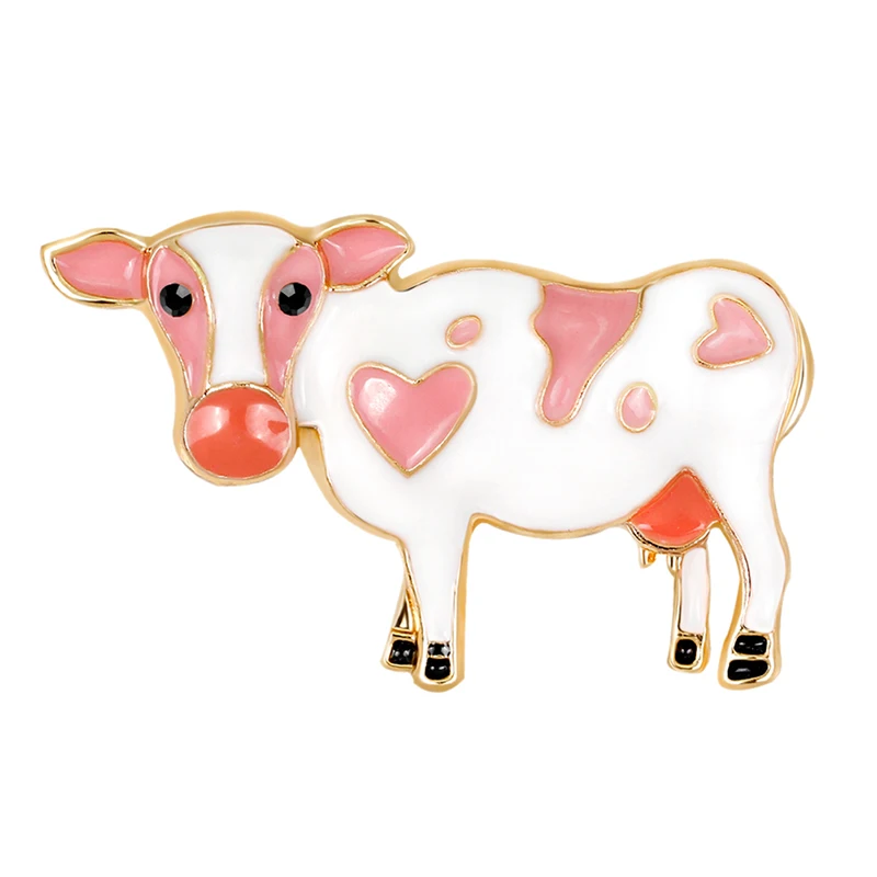 Мода сплава черный/белой эмалью в виде коровы Броши для женщин/мужчин животное