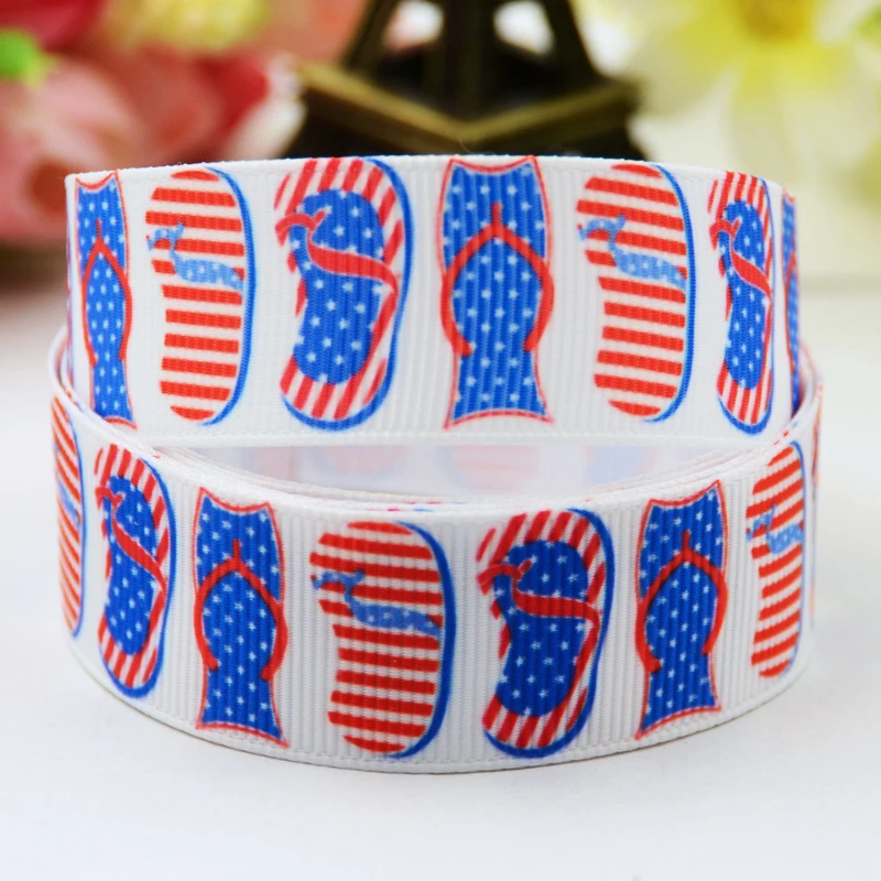 7/8 ''(22 мм) День Независимости Мультфильм печатные корсажная лента DIY Швейные принадлежности лук аксессуары для волос X-00934 OEM 10 ярдов