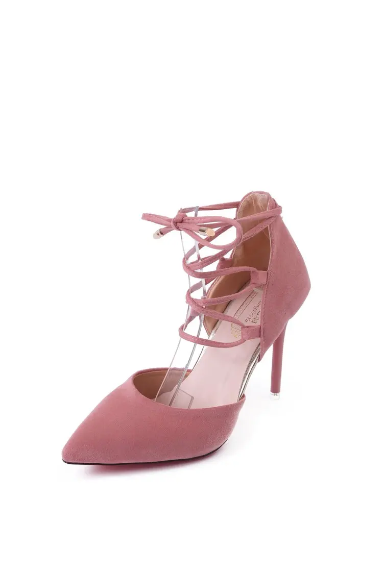 Женские замшевые сандалии на шпильке 10 см босоножки с острым носком и