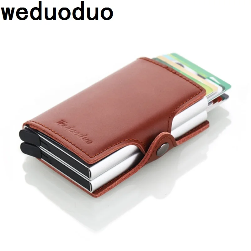 Автоматический держатель для кредитных карт из натуральной кожи