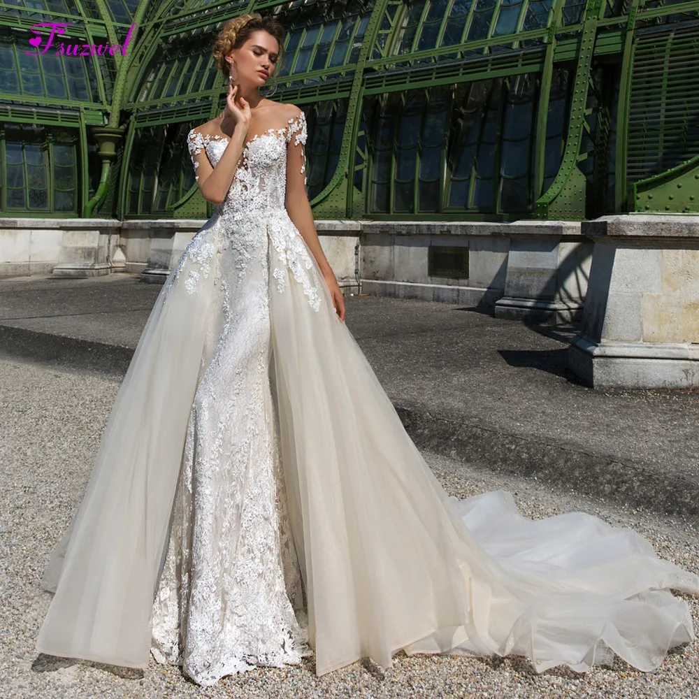 Fsuzwel роскошное платье-Русалка с аппликацией украшенное бусинами свадебное