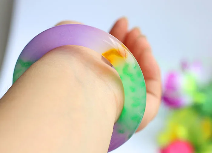 Натуральный нефрит разноцветный ледяной вид плавающий женский браслет