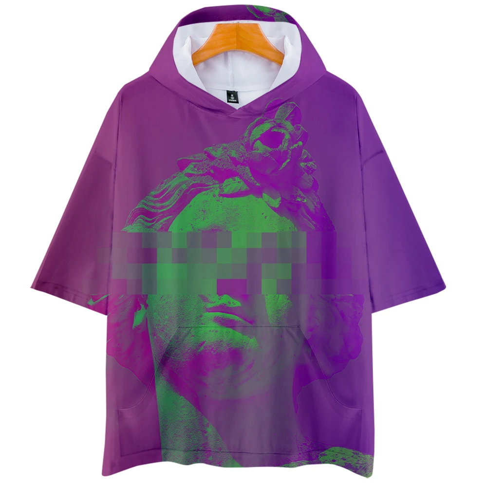 Футболка с капюшоном для девочек коротким рукавом|Мужские футболки| |